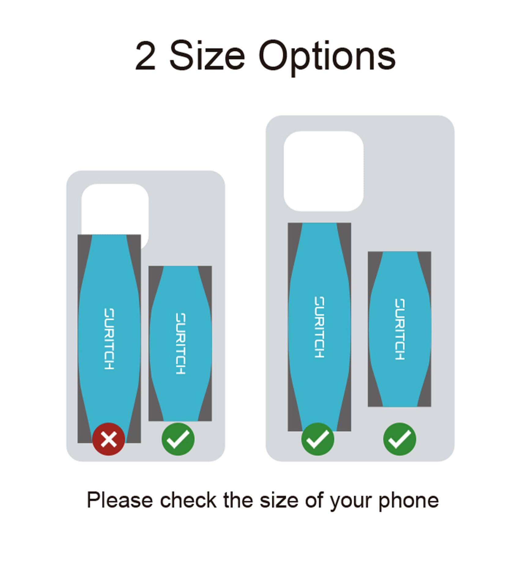 SURITCH Phone Grip Strap Finger Loop Holder for Back of Phone, 2-in-1 Soft Silicone Gripper Kickstand for iPhone Samsung and Most Cell Phone Cases, 3.15" Black