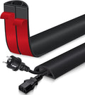 Floor Cord Cover for Wires on Floor Self Adhesive Cord Hider Floor Cable Management Wire Covers for Cords Protector Prevent Cable Trips Cord Cavity W 0.51" x H 0.31", Black, 3.3Ft