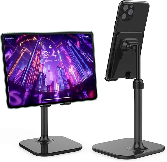Doboli Cell Phone Stand, Phone Stand for Desk, Phone Holder Stand Compatible with iPhone and All Mobile Phones Tablet, Gifts for Adults Women Men Mom Wife, Black