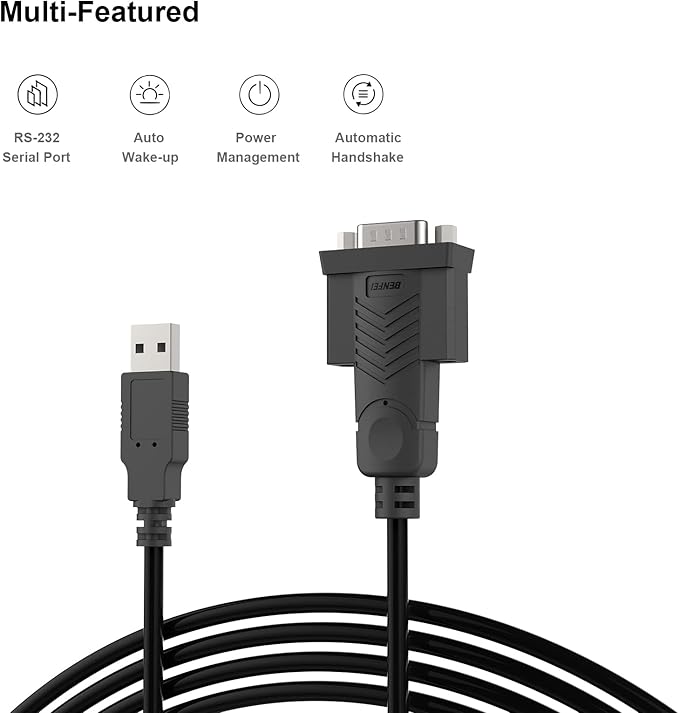 BENFEI USB to Serial Adapter,6 Feet USB to RS-232 Male (9-pin) DB9 Serial Cable, Prolific Chipset, Windows 11/10/8.1/8/7, Mac OS X 10.6 and Above（Not VGA）