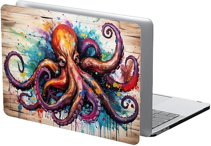 Compatible with MacBook Air 13.3 13.6 Inch Case 2022 2021 2020 2019 Plastic Hard Shell Case Cover,13.3 Air (A1932/A2179/A2337), Octopus