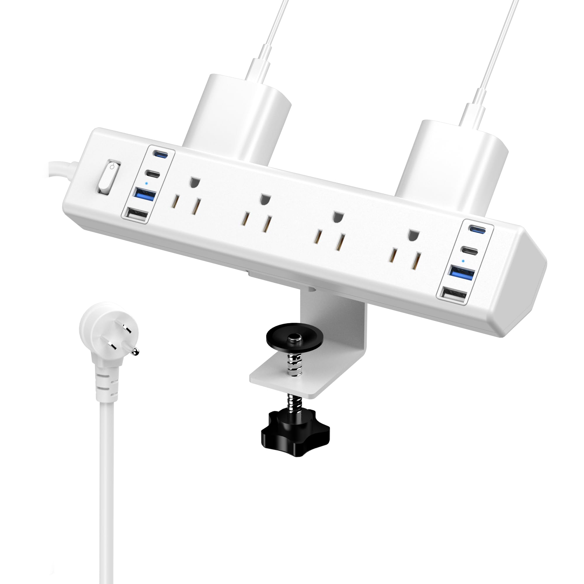 VILONG Desk Clamp Power Strip, Edge Mount, 8AC, 8USB (4 USB-C), 1200J