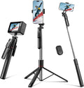 Takerers 67" Cell Phone Tripod Stand & Selfie Stick with Wireless Remote, All in One Multifunctional Selfie Stick Tripod for iPhone Android Action Camera GoPro Insta360 DJI OSMO Pocket 3 Accessories
