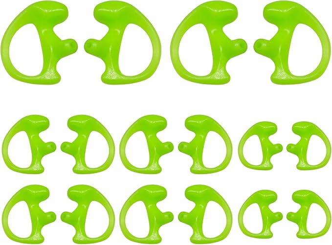 Silicone Replacement Earmold for Motorola/Baofeng/Retavis Radios - Police Walkie Talkie & Law Enforcement Soft Earpiece Inserts (8 Pair, Green - 2L/4M/2S)