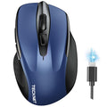 TECKNET Wireless Mouse, BT 5.0/2.4G, Rechargeable 6-DPI Silent, Blue