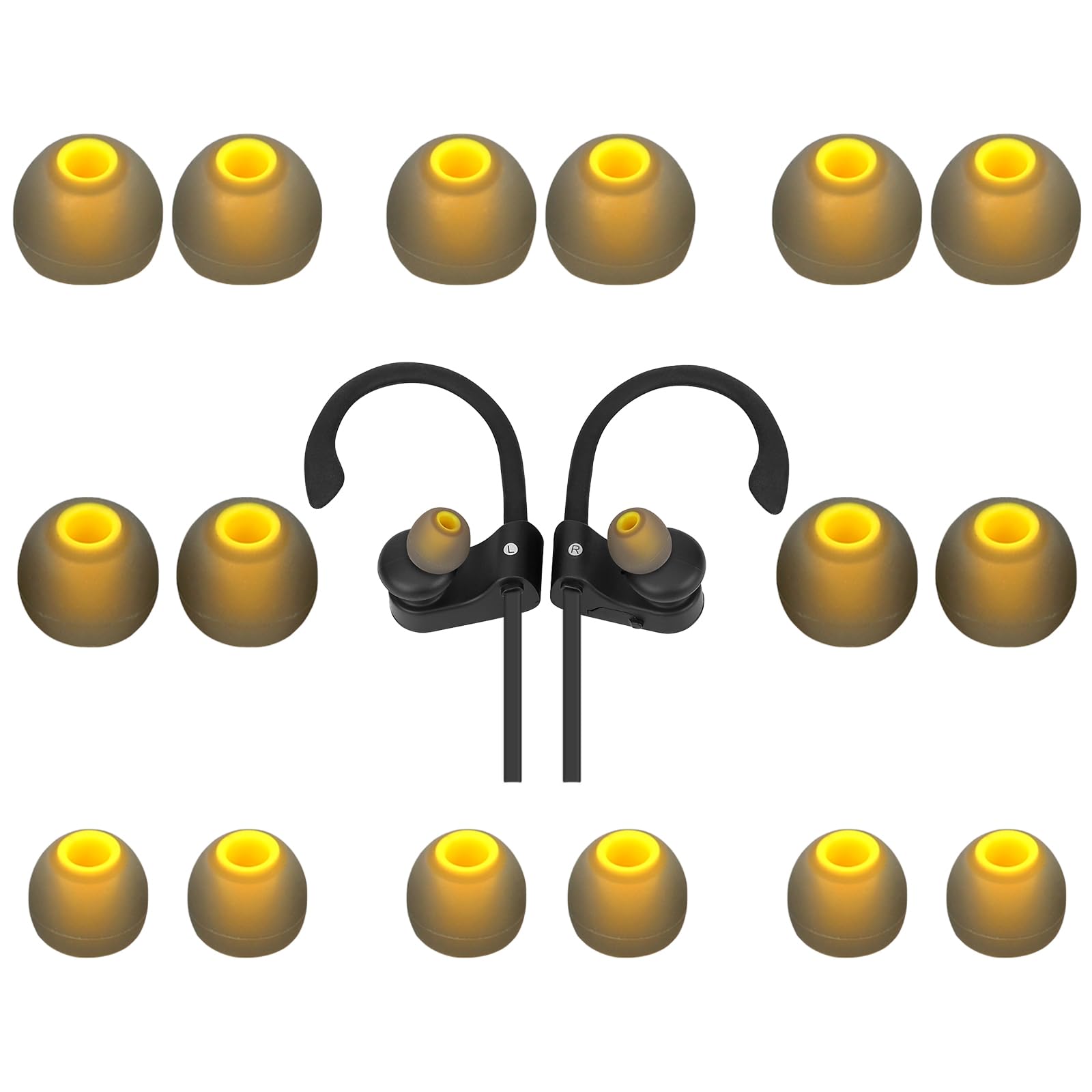 TSZYYM Replacement Earbud Tips Soft Anti Slip Washable and Reusable Silicone Fit Most In-Ear Earbuds (Inner Hole 3.8mm-5.1mm) 18pcs S M L