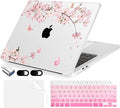 Compatible with MacBook Air 15 inch Case, M4 A3241/M3 A3114/M2 A2941 (Released 2025 to 2023), Hard Shell, Keyboard Cover, Screen Protector, Webcam Cover & Type-C Adapter, Butterflies Sakura