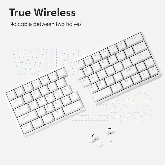 Wireless Ergonomic Split Mechanical Keyboard with Wrist Rest- Linear, RGB, Foam, Hot-Swappable, Compact 60% Layout, Palm Rest, Programmable for Mac & Windows, PBT Keycaps