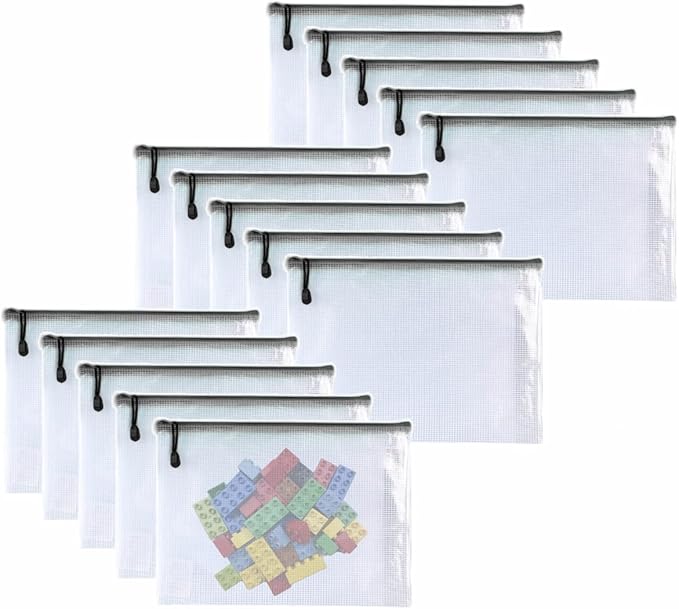 Oaimyy Plastic Mesh Zipper Pouch Document Folders Bag Zip File Bags for Organizing,Office Supplies, Board Game Organization