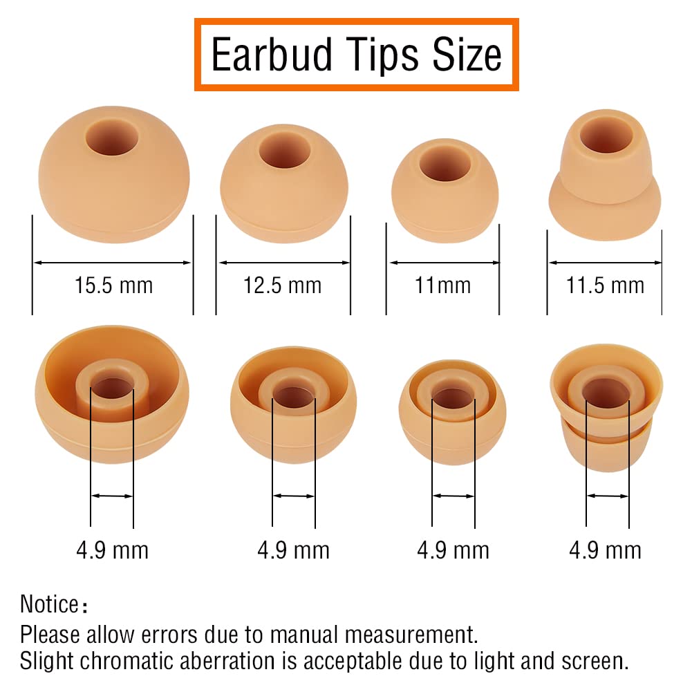 Replacement Silicone Ear Bud Tips Earbuds Cap Compatible with Powerbeats 1/2/3 Wireless Beats by Dre Headphones,4 Pairs Earbud Tips(Gold)
