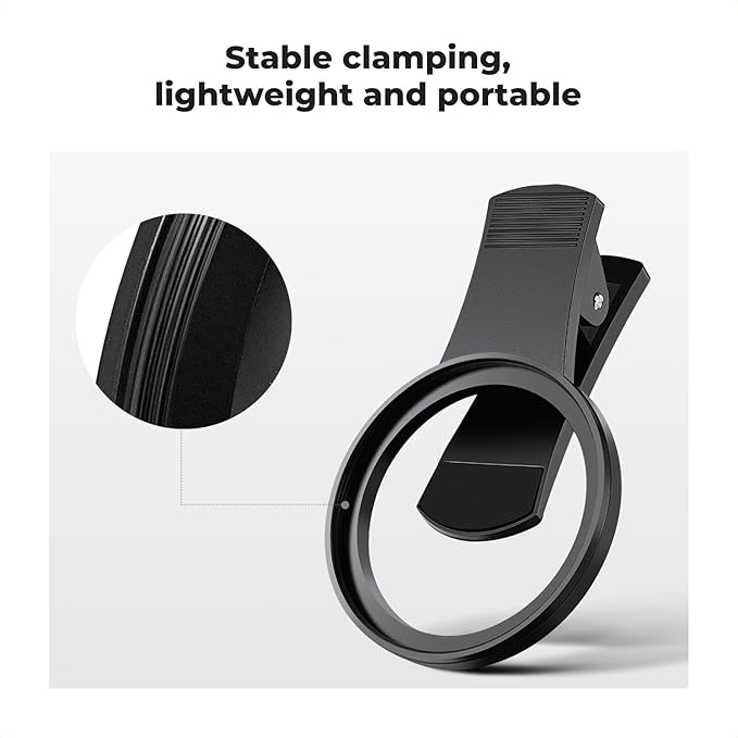 K&F Concept 52mm Clip-on ND2-400 Phone Camera Lens Filter Kit, Adjustable Neutral Density Filter Compatible with iPhone 15 14 13 12 11