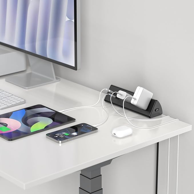 Jgstkcity Desk Clamp Power Strip,20W Fast Charging Station,Surge Protector Nightstand Edge Mount,1875W Extension Cord with Multiple Outlets,2 USB-C,2 USB-A,for Home Office (Black, 2PCS-6 FT)