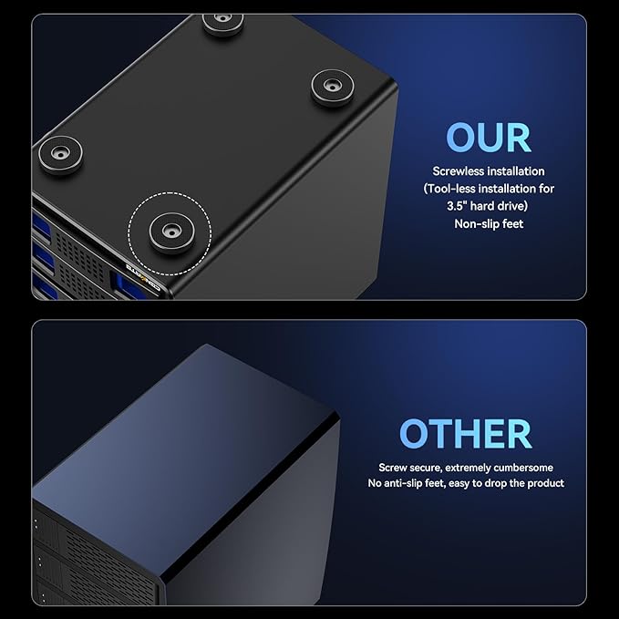 6 Bay Hard Drive Enclosure with Cooling Fan for 2.5“/3.5" SATA HDD/SSD with USB A/C 3.2 Gen 2, Support Hot Swappable, Daisy Chain Expansion, Tool-Free HDD Enclosure, DAS(NO RAID/NAS)