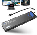 OREI USB-C Triple Monitor Docking Station Splitter – USB-C to 2× HDMI & 1× DisplayPort Adapter, 100W PD, Gigabit Ethernet, 4× USB2.0/3.0, microSD Reader – Windows & Mac Compatible