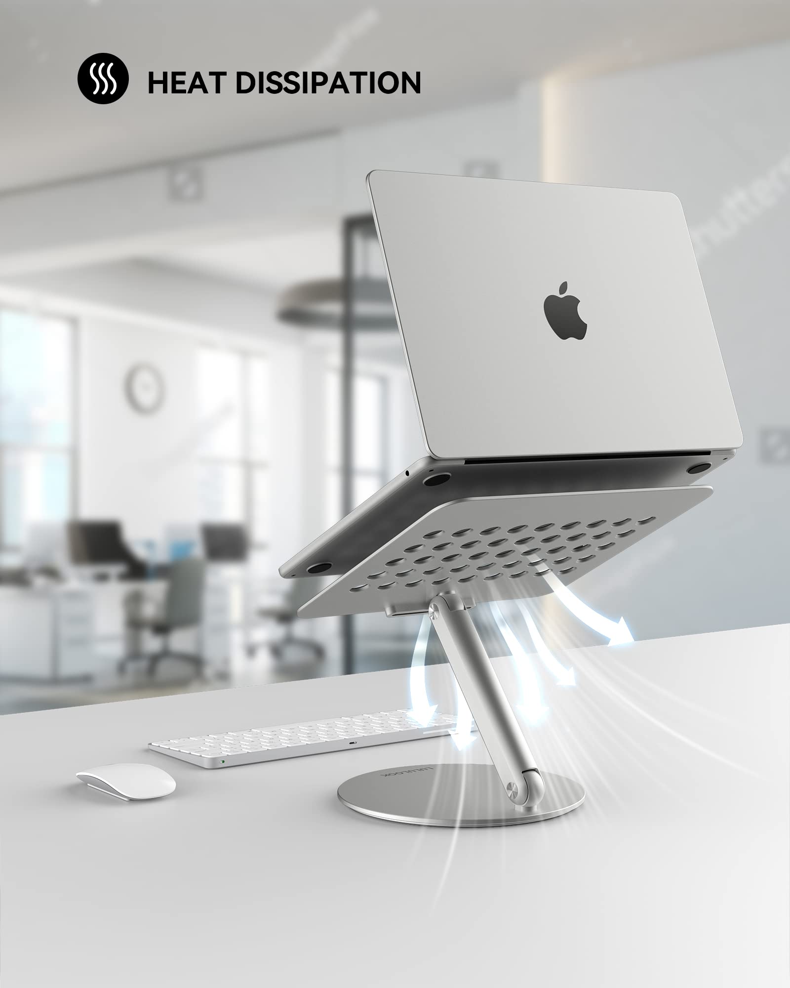 LULULOOK Laptop Stand for Desk 2025, 360 Rotating Adjustable Laptop Riser, Upgraded Foldable Full Aluminum Alloy Computer Stand for MacBook Pro/Air, Dell, HP, Lenovo and Other 10-17inch Laptops