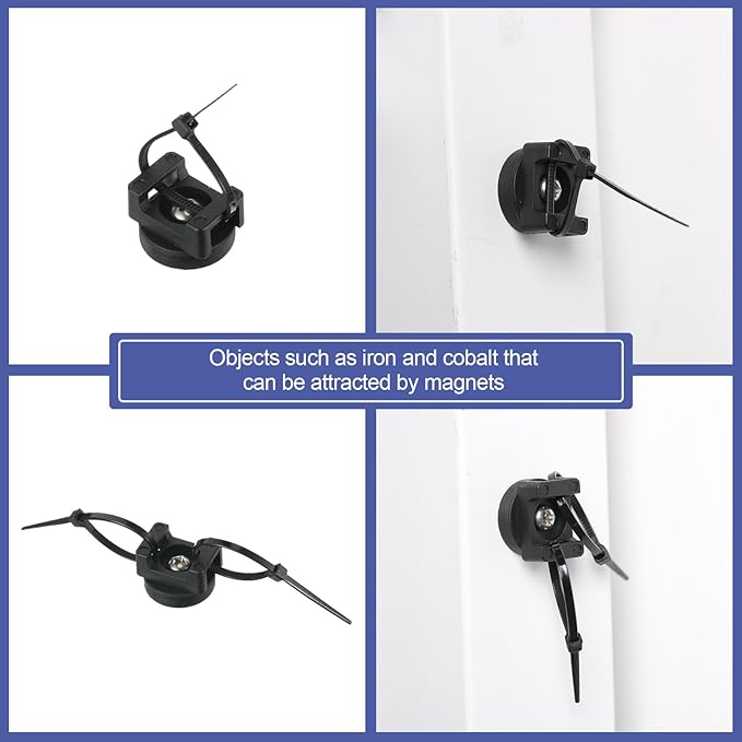 Yookeer 180 Pieces Magnetic Zip Tie Mount Multipurpose Cable Holder Magnets Magnetic Wire Management Bases with Heavy Duty Zip, Mount Nylon Cable Ties in Total (22mm)