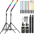 LED Light Sticks RGB Light Wand, Photography Light Stick LED Video Lighting Kit 9 Color Modes, with 26.2" to 78.7" Tripods, Adjustable 3200K-5600K, Pack of 2 [Upgraded]