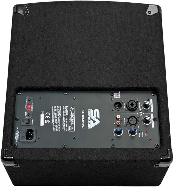 Seismic Audio - SA-10MT-PW-Pair - Pair of Powered 2-Way 10" Floor / Stage Monitor Wedge Style with Titanium Horns