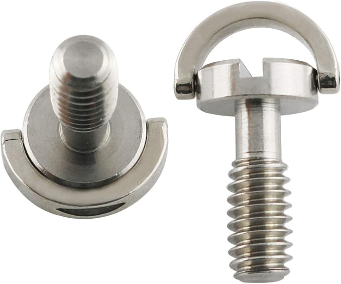 E-outstanding D Ring Hinged Screw 2PCS 1/4-20 Thread D-Ring Stainless Steel Camera Fixing Screws for Camera Tripod Monopod QR Plate 17mm Length