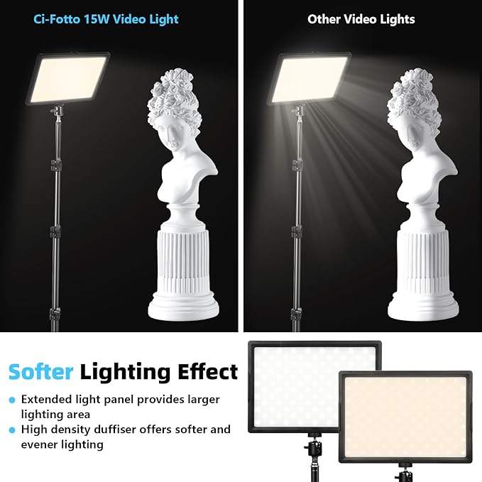 LED Photo Video Light 2-Pack, Bi-Color 2800-6500K Dimmable USB LED Continuous Light, 68" Photography Lighting Kit with Tripod Stand for Studios, YouTube TikTok Video Recording, Game Streaming