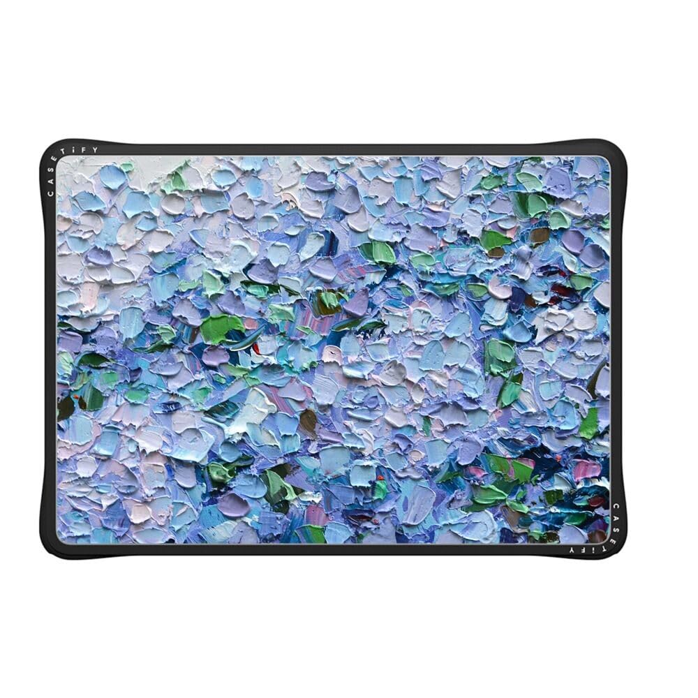 CASETiFY Impact MacBook Air 13.6" (M2-M5) Case [Cushioned Impact Corners/Scratch-Resistant/Anti-Slip Grip] - Nantucket Blue Hydrangeas - Clear Black