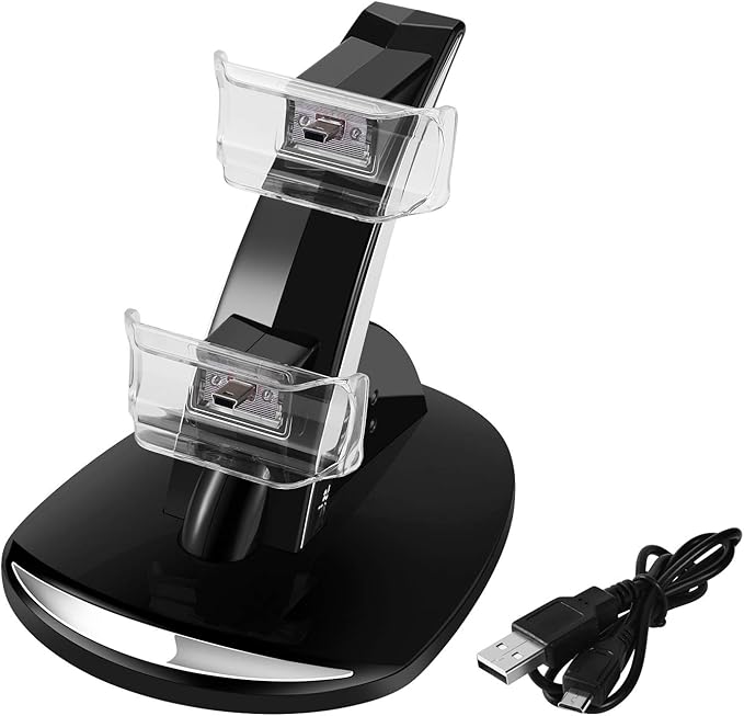 TNP Compatible with PS3 Controller Charger Stand for Sony Playstation 3 Controller compatible with Dualshock 3 Charging, 2 Tier Docking Station Stand and 2 USB PS3 Cable ports with LED Indicators