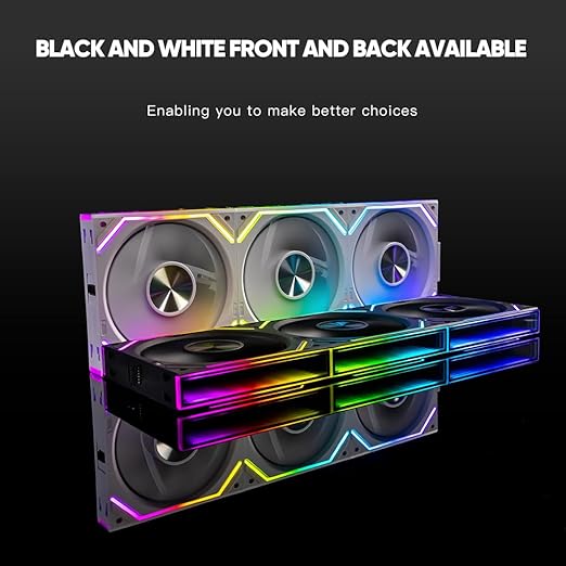 Jungle Leopard Interstellar V2 RS 120mm Case Fan Infinity Mirror Module Daisy-Chain ARGB Fan Triple Pack Suitable PC Cooling Fans 360mm AIO Cooler(White-3Pack)