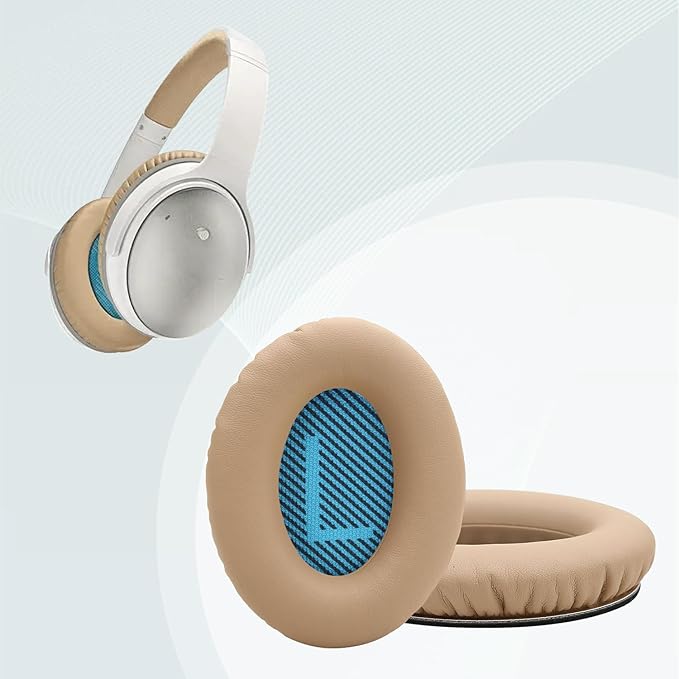 Replacement Earpads Cushions for Bose QuietComfort 35 & Quiet Comfort 35 II, Headphones Ear Covers Ear Pads for Bose QC35/QC35II/25/15 QC2 / Ae2 / Ae2i / Ae2W / Sound Link/Sound True-Khaki