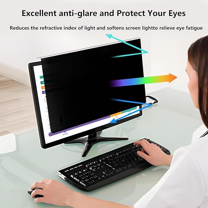 [2 Pack Computer Privacy Screen Shield Compatible for 21.5/22 Inch 16:9 Widescreen Desktop Monitor - Anti Glare & Blue Light Filter - Hanging Design for Easy On/Off