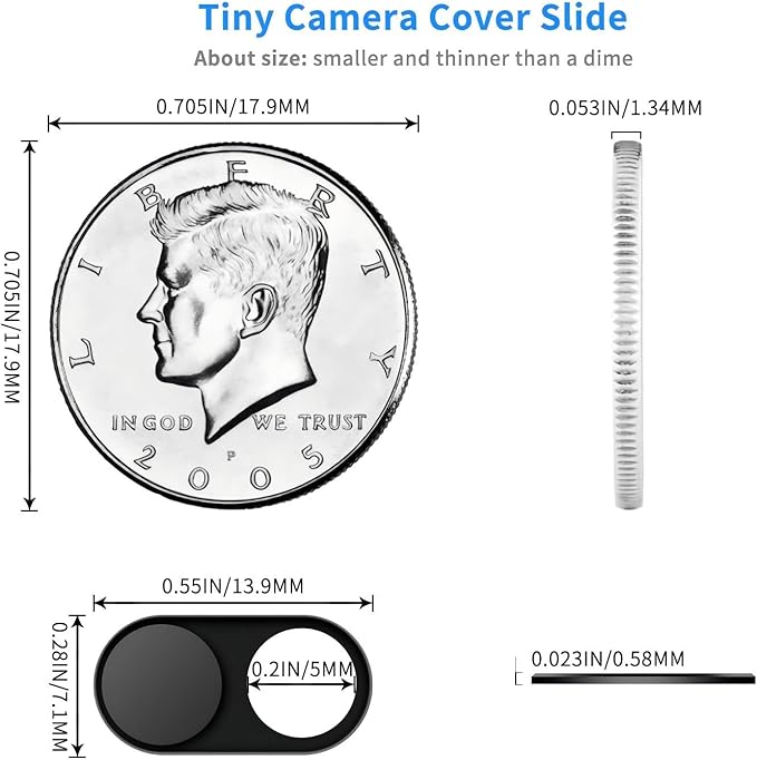 Metal Webcam Cover Slide [2 Pack Black], 0.022in Camera Cover for Laptop Computer, MacBook Pro/Air iMac iPad Tablet iPhone 16/15/14/13/12 Plus, Web Camera Blocker Protect Your Privacy