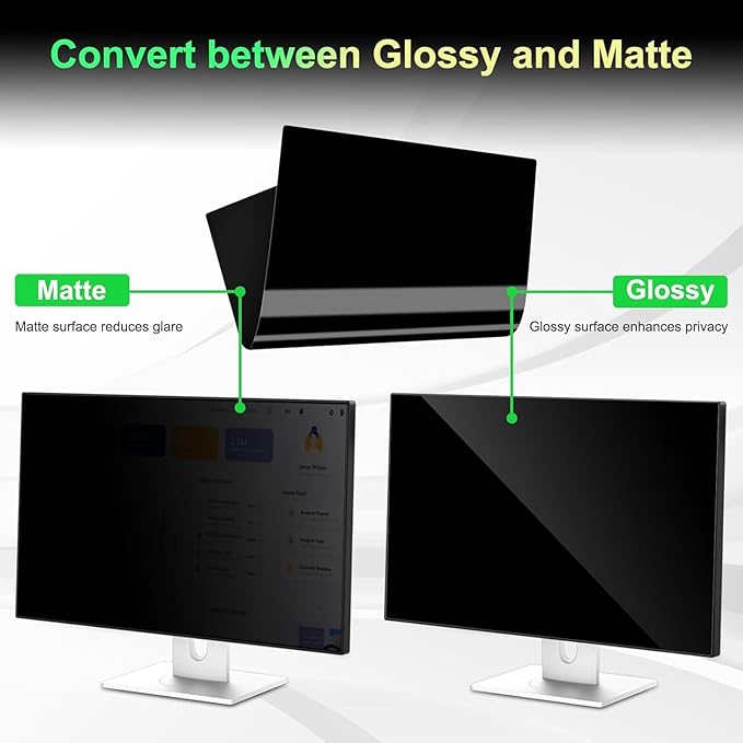 [2 Pack] Easges 23.8 Inch Computer Privacy Screen Filter for 16:9 Aspect Ratio, Eye Protection, Anti-Glare, Anti-Blue Light Computer Monitor Privacy Filter, Removable Anti-Scratch 23.8" Protector Film