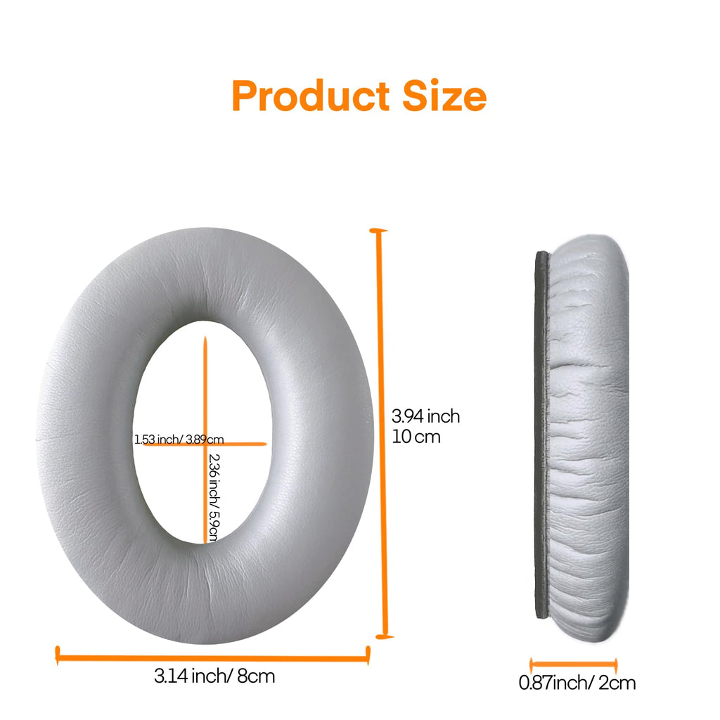 MBWIGF Replacement Ear Pads for Bose QuietComfort 35 (QC35) & Quiet Comfort 35 II (QC35ii) Headphones, Replacement Earpad Cushion with Comfortable Extra Thick Memory Foam and Softer Leather (Gray)
