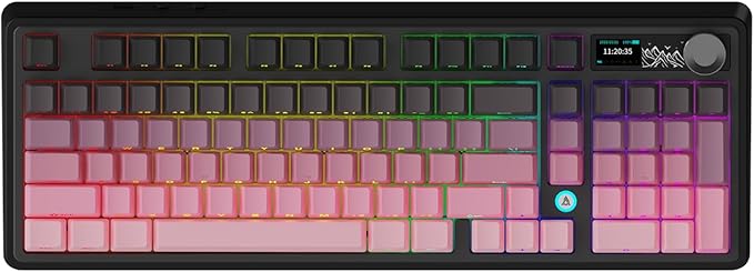 NACODEX Ajazz AK980 Pink Gaming Machanical Keyboard Gift Switch Full Size RGB Gasket Mount 8000mAh Triple Modes Custom Keyboard with Five Layer Pad | Knob Control