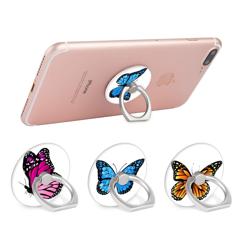 Bonoma Cell Phone Ring Holder,3-Pack 360 Degree Rotating Butterfly