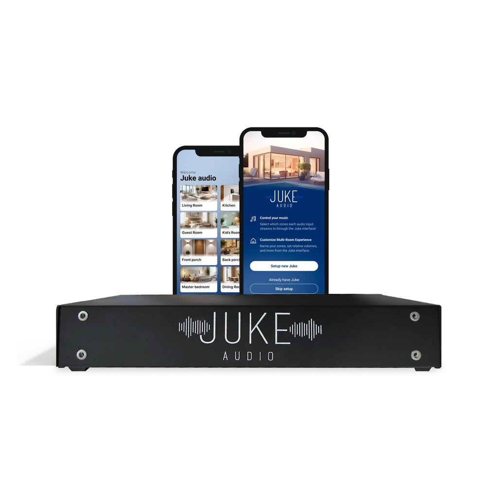 Juke-6 | 6 Zone Audio Amplifier | Wirelessly Controlled Multi-Room Audio System | Compatible with Airplay 2, Spotify Connect, Bluetooth, DLNA