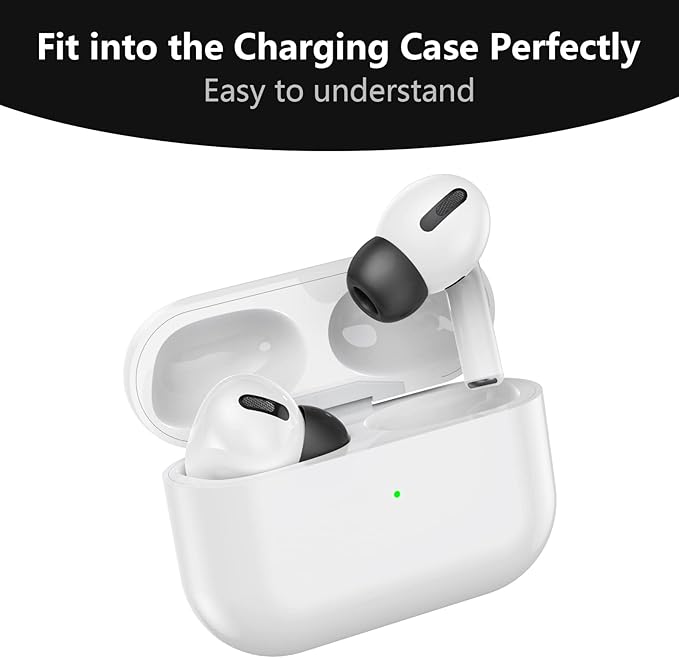 Lanwow Premium Memory Foam Tips for AirPods Pro & AirPods Pro 2nd Generation. No Silicone Eartips Pain. Anti-Slip Eartips. Fit in The Charging Case, Extra Small 3 Pairs (XS, Black)