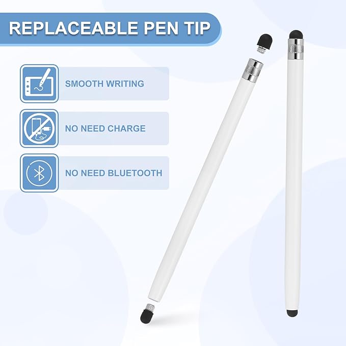 PATIKIL 5 Pcs Stylus Pens for Touch Screens, 2 in 1 High Sensitivity Universal Pen Capacitive Stylus for Phone Tablets Laptop Touch Screen Devices, White
