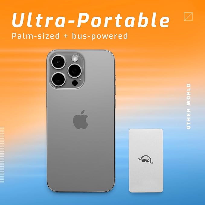 OWC 2TB Envoy Single Ultra Portable Aluminum Bus Powered 10G/s USB-C Thunderbolt Compatible External NVMe SSD Drive