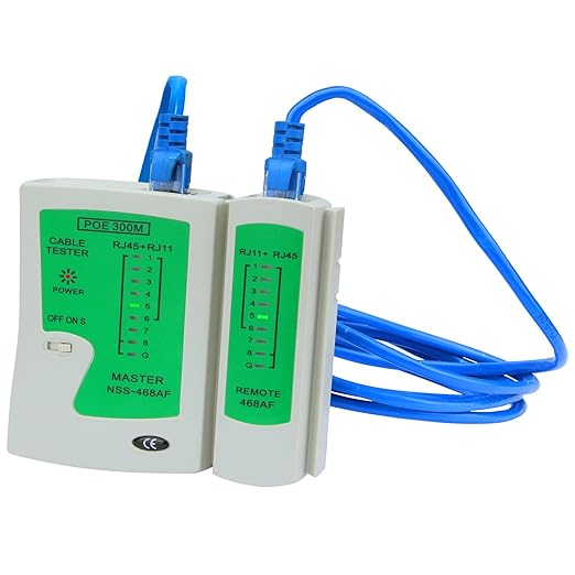 RJ45 Network Cable Tester with Mini Wire Stripper, Ethernet Cable Tester Tool for RJ11/RJ12/RJ45, Cat5e/Cat6/Cat7, POE Test, Continuity & Short Circuit Detector (Battery Not Included)