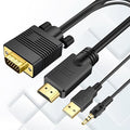 VGA (Sources) to HDMI(Display) Cable 25ft with Audio, VGA to HDMI Adapter Converter Cord Cable Compatible Well Witch Computer/Projector/Laptop to Monitor/TV/Desktop