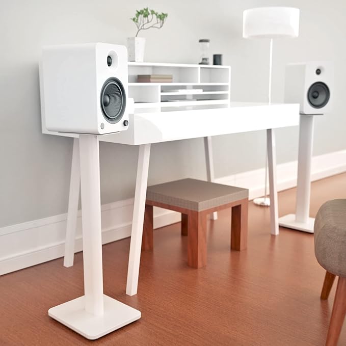 Kanto SP26PLW 26 Inch Bookshelf Speaker Stand - Low Profile - 2 Pack (White)