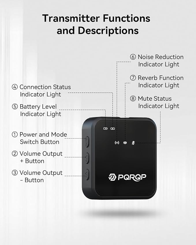PQRQP 3 in 1 Microphone for iPhone/Android/Camera, Wireless Lavalier Microphone, 328ft Transmission, 18H Battery Life, Mini Microphone for Record Interview, Vlogs, YouTube, Tiktok