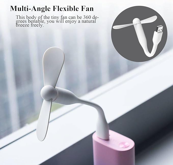 Mini USB Fan, Portable Pocket Fan USB-A Powered Little Cooler, Quiet Operation, for Home Office Car Outdoor Travel- 4 Pack (2 Black+ 2 White)