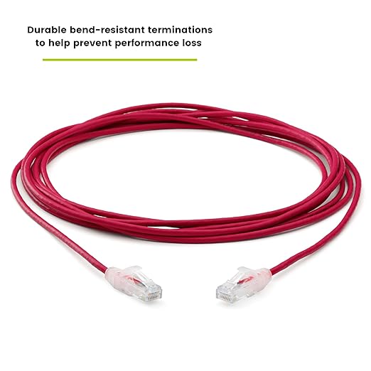 TRUECABLE Cat6 Component Rated Patch Cable, Unshielded (U/UTP), 14ft, Red, 28AWG Solid Copper, Snagless 10G High-Speed Ethernet Cable, PoE++ 4PPoE 100W, UL Listed, RoHS-3, 1 Pack