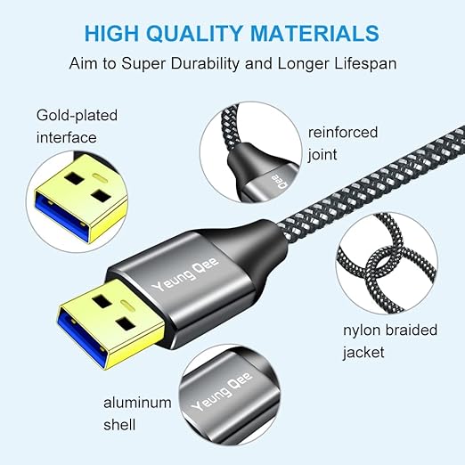 USB 3.0 A to A Male Cable 1.5 ft,Super Speed Type A Male to Male Cable USB 3.0 Double End USB Cord for Hard Disk, Cameras,Laptop Cooler, DVD Player and More (1.5FT/0.5M)