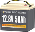 Power Queen 12.8V 50Ah LiFePO4 Battery Upgrade, Grade A Lithium Battery Cells with 50A BMS, Up to 15000 Cycles, Portable & Lightweight for Trolling Motor,Fish Finder Boat,RV,Solar