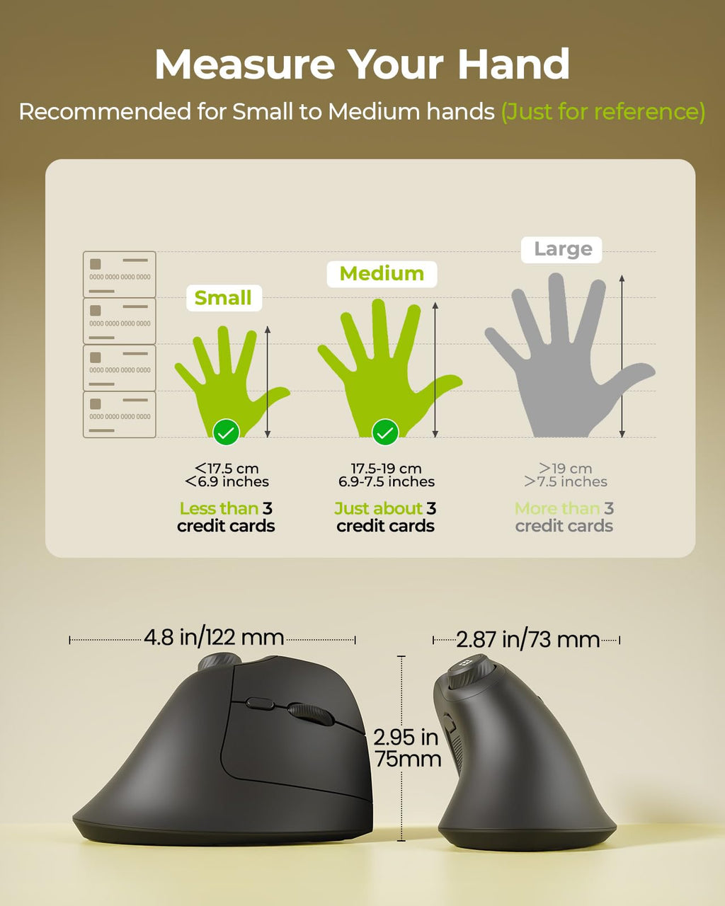 seenda Ergonomic Mouse Wireless, MOU-302 Bluetooth Vertical Mice Silent