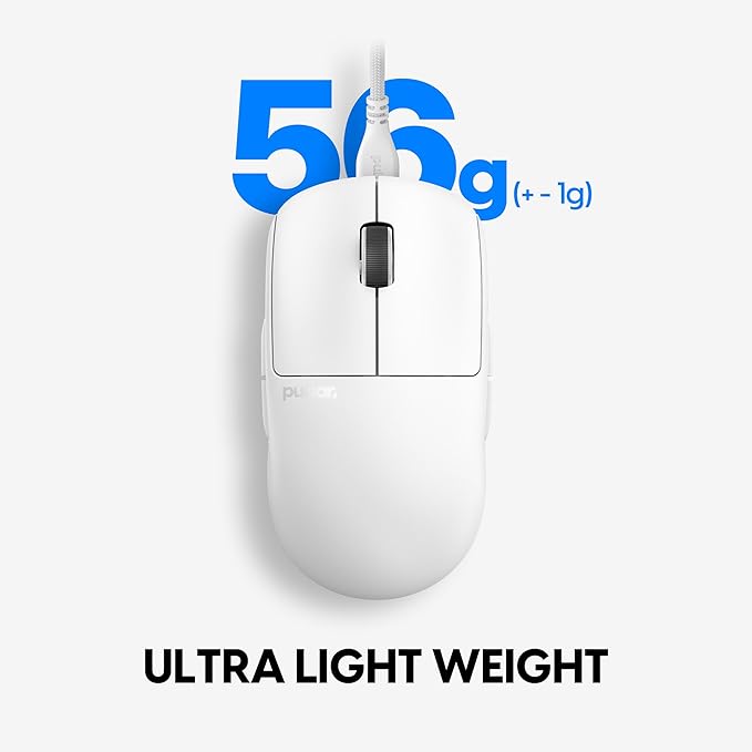 Pulsar Gaming Gears X2A Wired Gaming Mouse, Ultra Lightweight, Optical Switch, 26000 DPI, Motion Sync, PAW3395 Sensor (Medium, Wired, White)