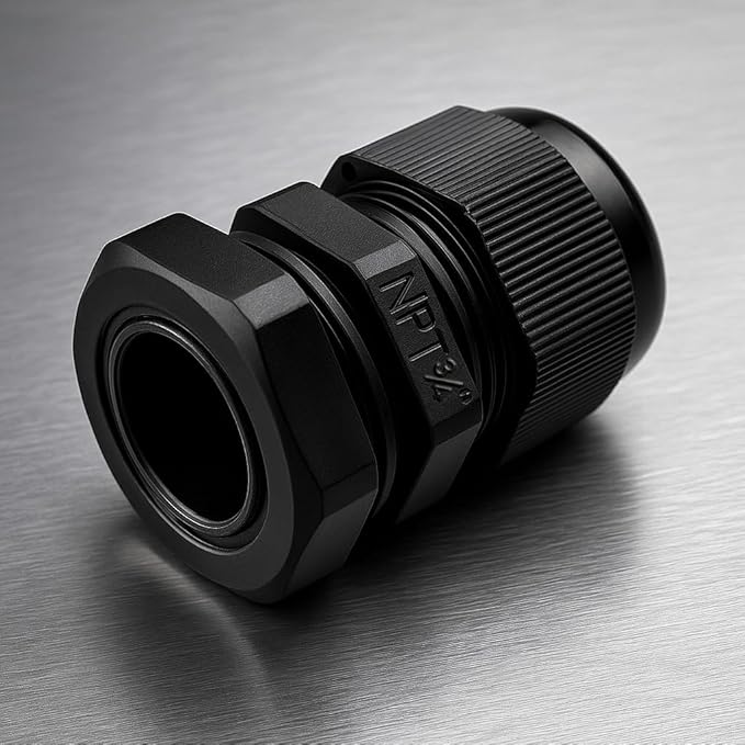 MGI SpeedWare 3/4" NPT Strain Relief Nylon Cord Grip Cable Glands, Black Plastic Grommet 100-Pack