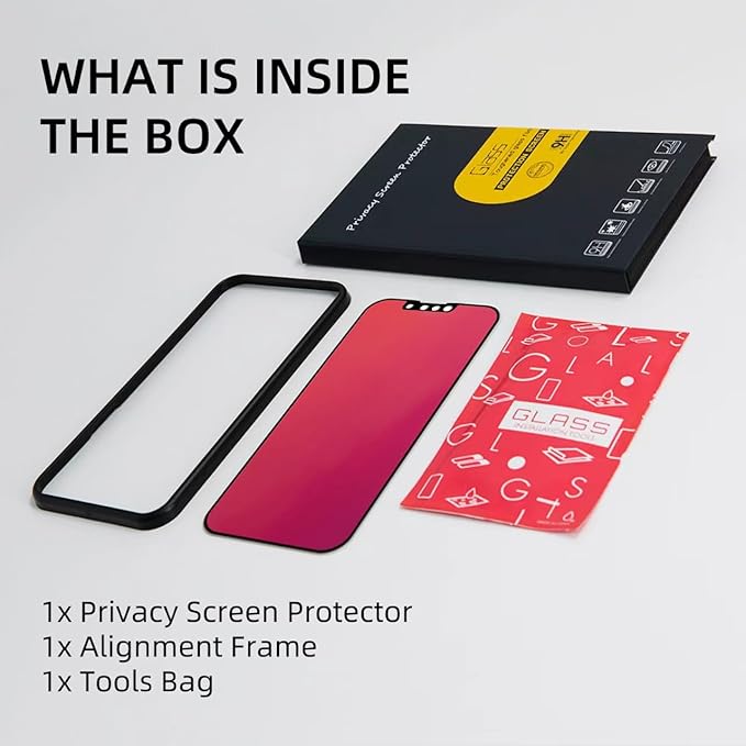 EGKimBa Privacy Screen Protector - Compatible with iPhone 16e, 14, 13 and 13 Pro 6.1 inch Gradient Colorful Electroplated Anti-Spy Anti-Blue Light Tempered Glass
